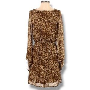 W118 by Walter Baker Dress Size XS Brown Tan Leopard Animal‎ Print Elastic Waist